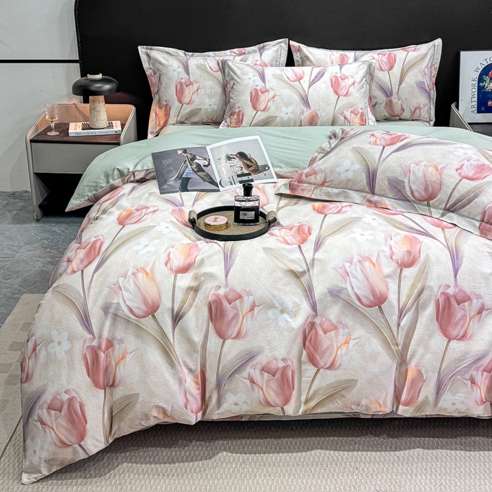 红日子纺织品 2025新款50s全棉纯棉印花四件套 繁花