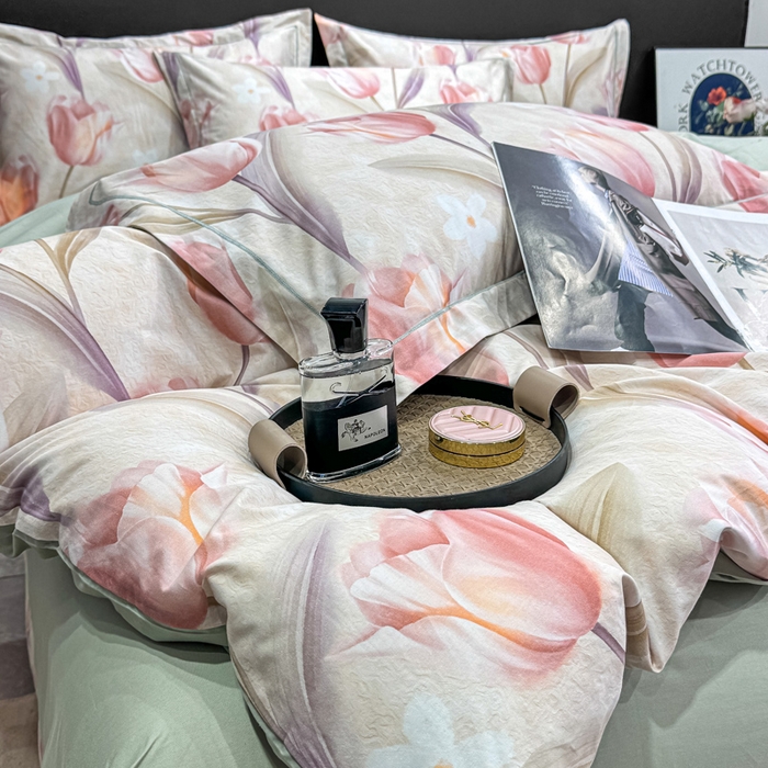 91家纺网 家纺一手货源 找家纺 红日子纺织品 2025新款50s全棉纯棉印花四件套 繁花