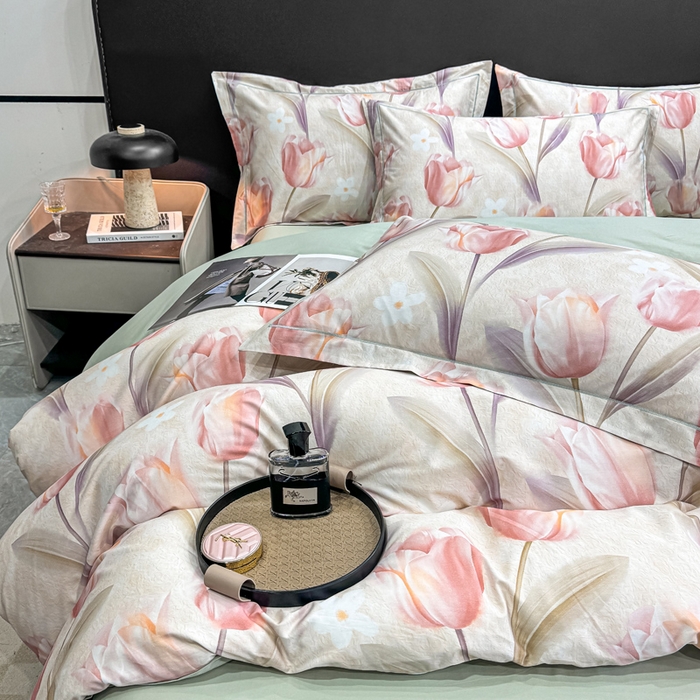 91家纺网 家纺一手货源 找家纺 红日子纺织品 2025新款50s全棉纯棉印花四件套 繁花