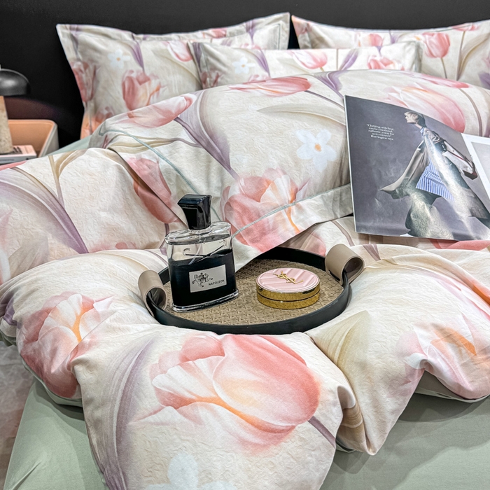 91家纺网 家纺一手货源 找家纺 红日子纺织品 2025新款50s全棉纯棉印花四件套 繁花