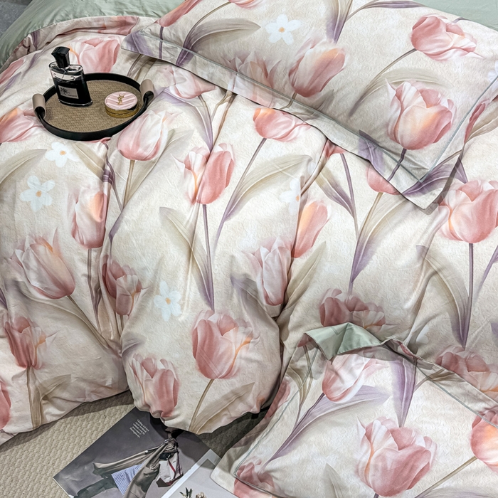 91家纺网 家纺一手货源 找家纺 红日子纺织品 2025新款50s全棉纯棉印花四件套 繁花