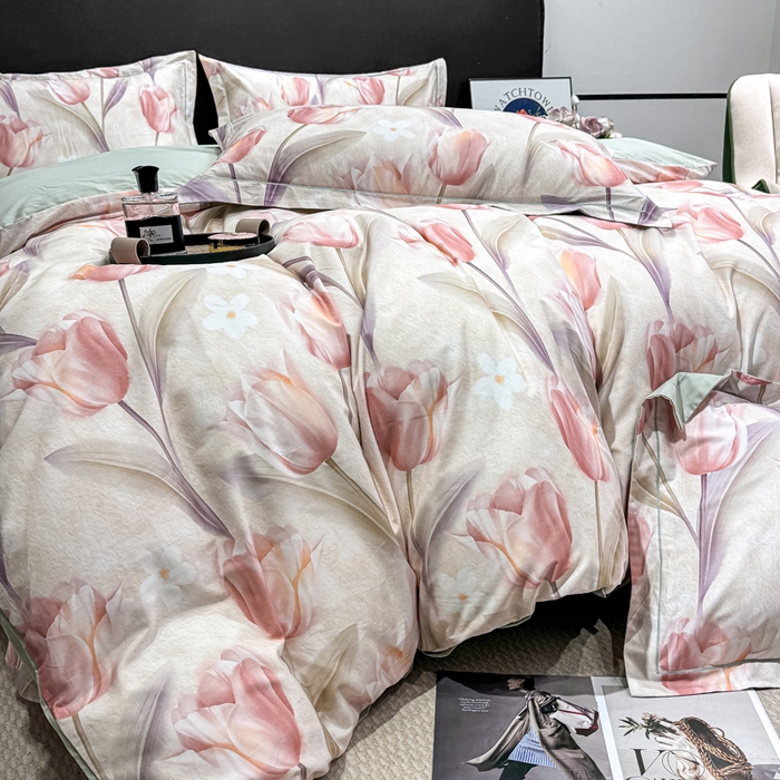 91家纺网 家纺一手货源 找家纺 红日子纺织品 2025新款50s全棉纯棉印花四件套 繁花