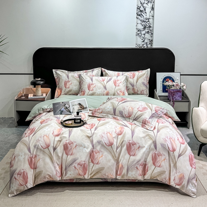 91家纺网 家纺一手货源 找家纺 红日子纺织品 2025新款50s全棉纯棉印花四件套 繁花