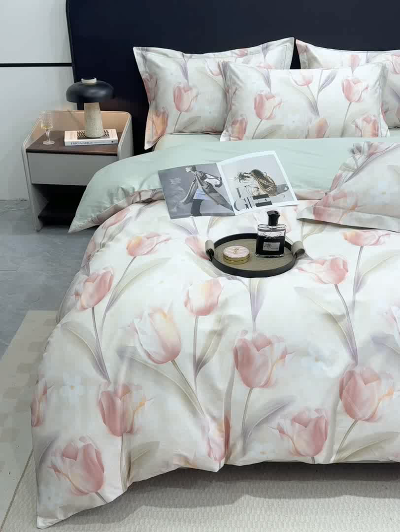 91家纺网 家纺一手货源 找家纺 红日子纺织品 2025新款50s全棉纯棉印花四件套 繁花