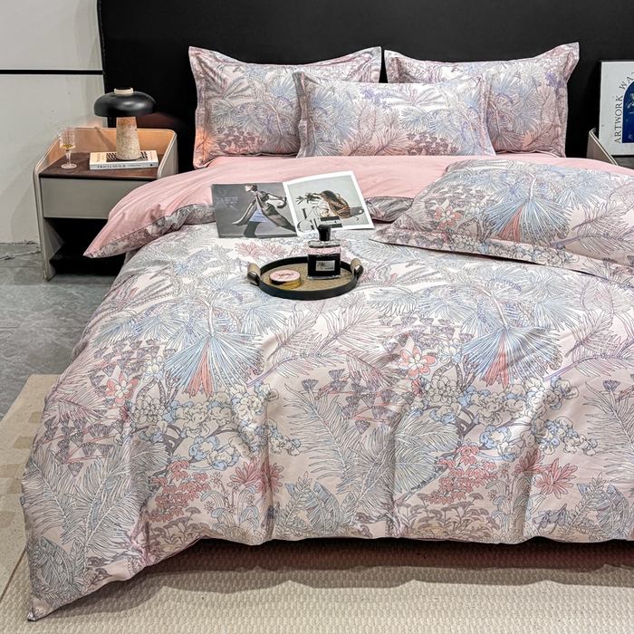 红日子纺织品 2025新款50s全棉纯棉印花四件套 风吹柳