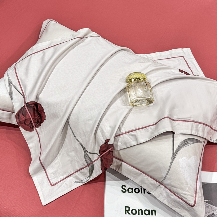 91家纺网 家纺一手货源 找家纺 红日子纺织品 2025新款50s全棉纯棉印花四件套 红玫瑰