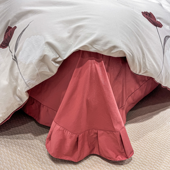 91家纺网 家纺一手货源 找家纺 红日子纺织品 2025新款50s全棉纯棉印花四件套 红玫瑰