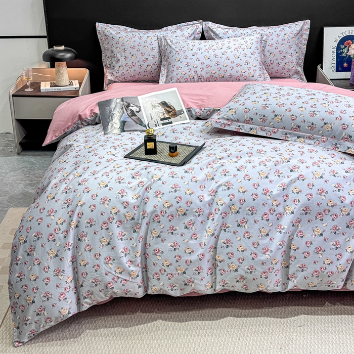 红日子纺织品 2025新款50s全棉纯棉印花四件套 花念安-咖