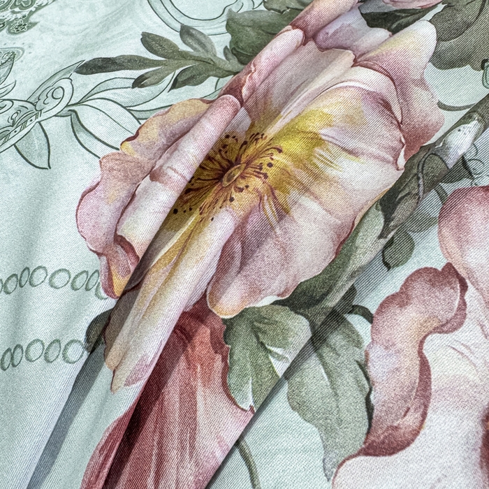 91家纺网 家纺一手货源 找家纺 红日子纺织品 2025新款50s全棉纯棉印花四件套 罗莉莎-绿