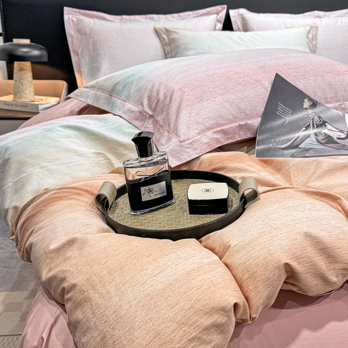 91家纺网 家纺一手货源 找家纺 红日子纺织品 2025新款50s全棉纯棉印花四件套 曼意-粉