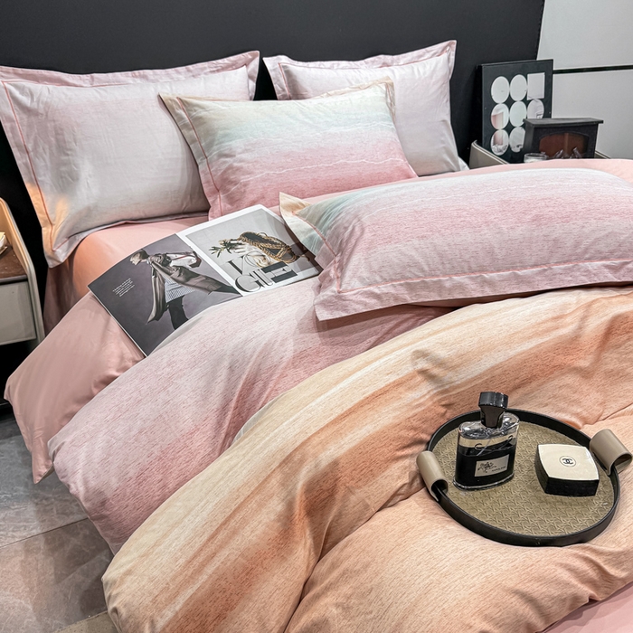 91家纺网 家纺一手货源 找家纺 红日子纺织品 2025新款50s全棉纯棉印花四件套 曼意-粉