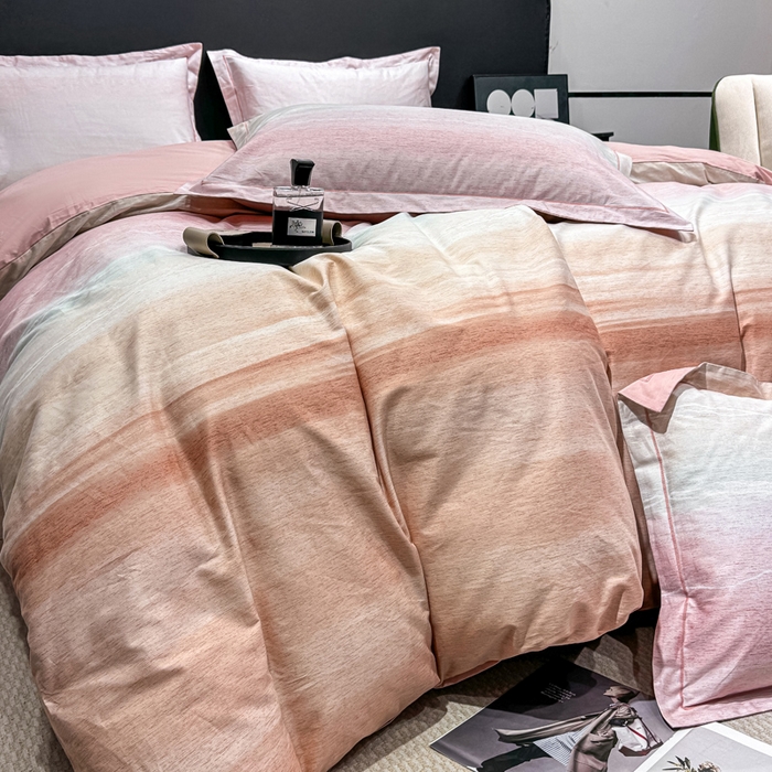 91家纺网 家纺一手货源 找家纺 红日子纺织品 2025新款50s全棉纯棉印花四件套 曼意-粉