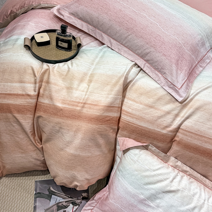 91家纺网 家纺一手货源 找家纺 红日子纺织品 2025新款50s全棉纯棉印花四件套 曼意-粉