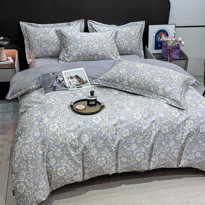 91家纺网 家纺一手货源 找家纺 红日子纺织品 2025新款50s全棉纯棉印花四件套 梦若繁星-蓝