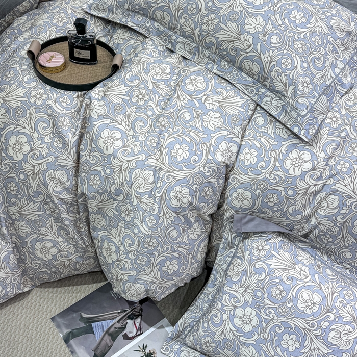 91家纺网 家纺一手货源 找家纺 红日子纺织品 2025新款50s全棉纯棉印花四件套 梦若繁星-蓝