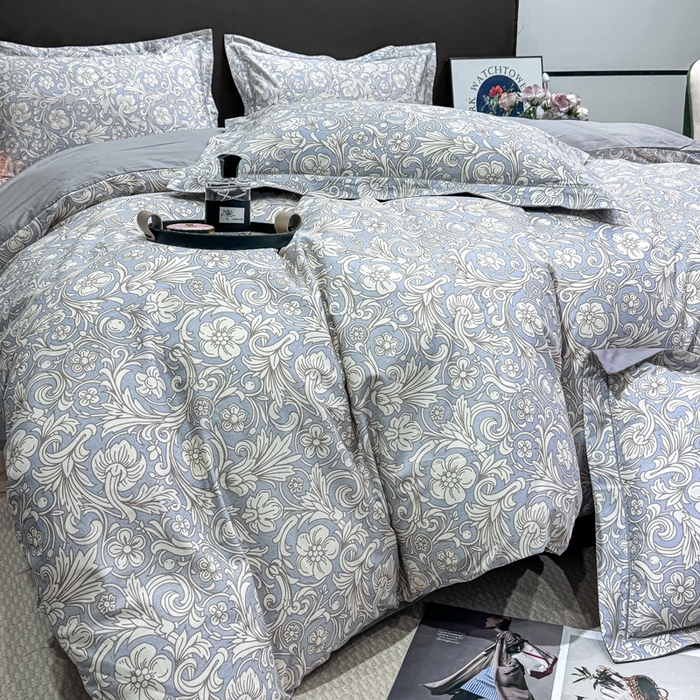 91家纺网 家纺一手货源 找家纺 红日子纺织品 2025新款50s全棉纯棉印花四件套 梦若繁星-蓝