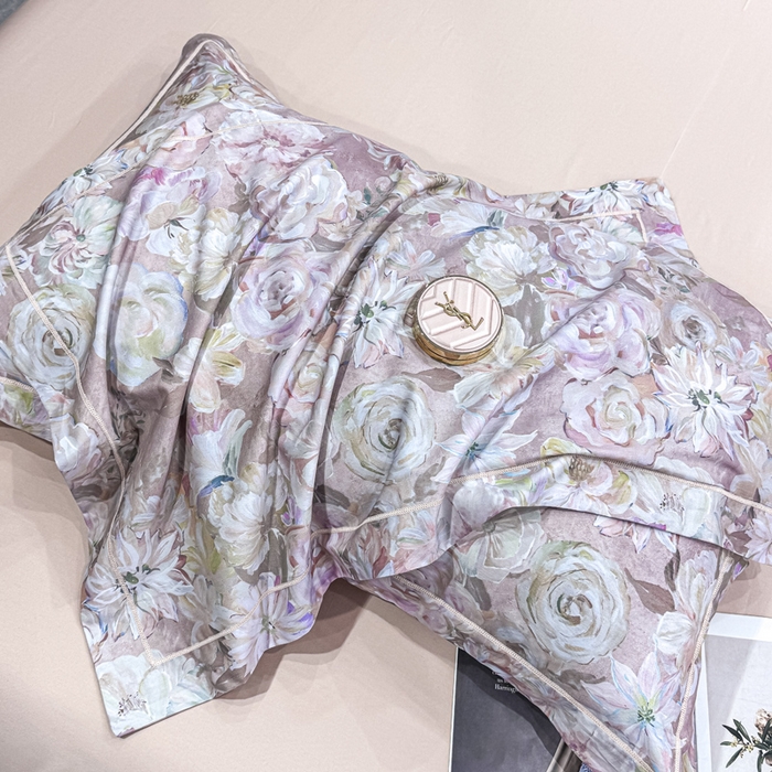 91家纺网 家纺一手货源 找家纺 红日子纺织品 2025新款50s全棉纯棉印花四件套 陌上繁花-粉