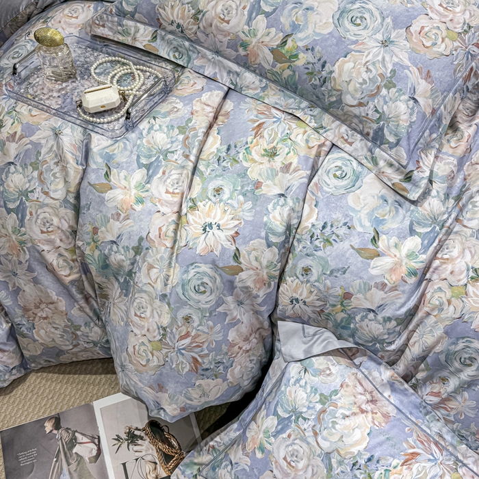 91家纺网 家纺一手货源 找家纺 红日子纺织品 2025新款50s全棉纯棉印花四件套 陌上繁花-兰