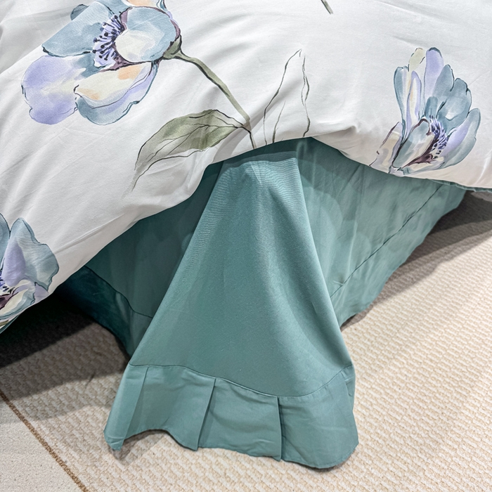 91家纺网 家纺一手货源 找家纺 红日子纺织品 2025新款50s全棉纯棉印花四件套 佩利-蓝