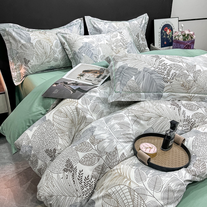 91家纺网 家纺一手货源 找家纺 红日子纺织品 2025新款50s全棉纯棉印花四件套 森曼-黄