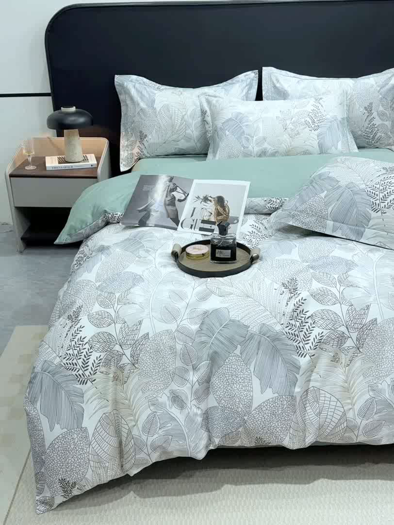 91家纺网 家纺一手货源 找家纺 红日子纺织品 2025新款50s全棉纯棉印花四件套 森曼-黄