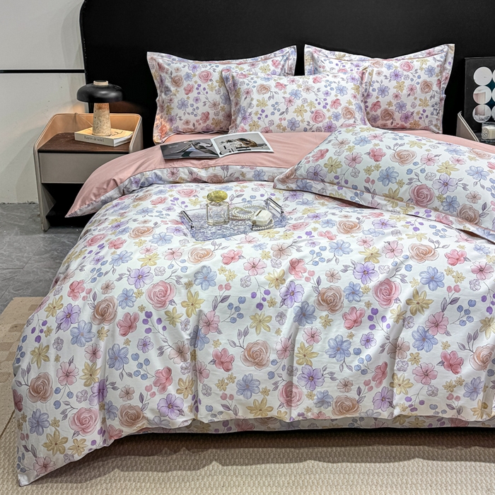 红日子纺织品 2025新款50s全棉纯棉印花四件套 苏蕾花园