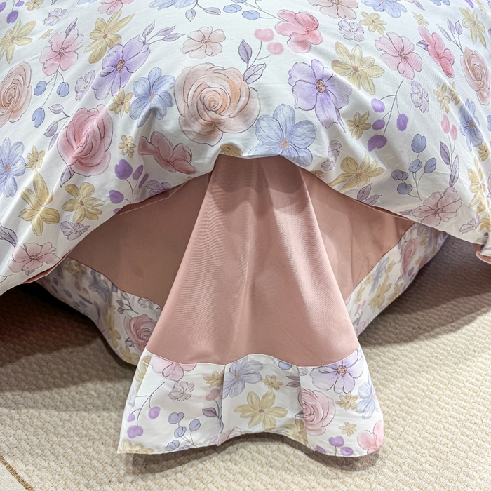 91家纺网 家纺一手货源 找家纺 红日子纺织品 2025新款50s全棉纯棉印花四件套 苏蕾花园