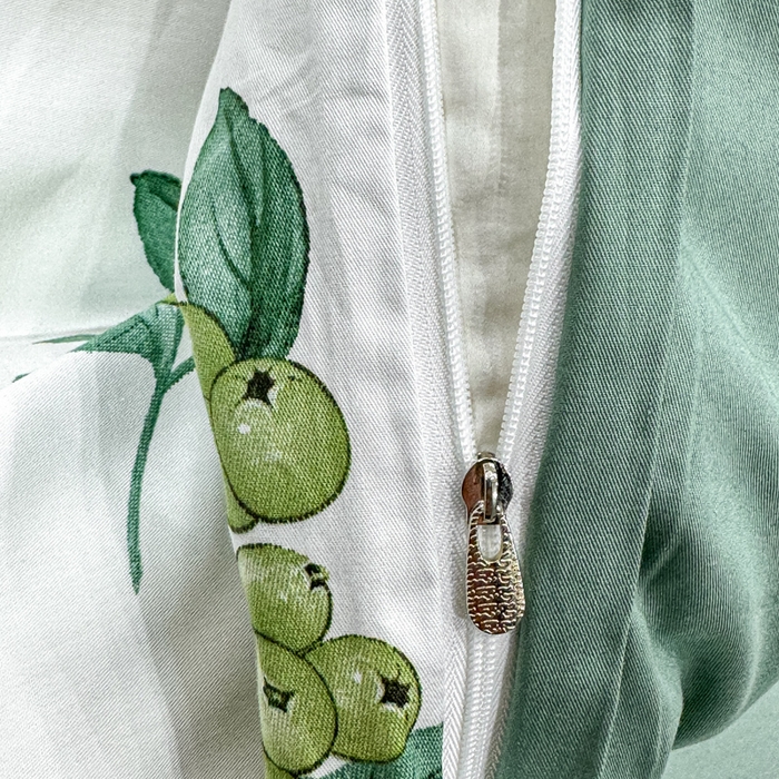 91家纺网 家纺一手货源 找家纺 红日子纺织品 2025新款50s全棉纯棉印花四件套 叶叶情深-绿