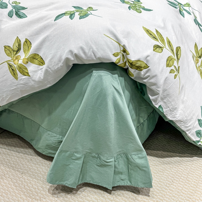 91家纺网 家纺一手货源 找家纺 红日子纺织品 2025新款50s全棉纯棉印花四件套 叶叶情深-绿