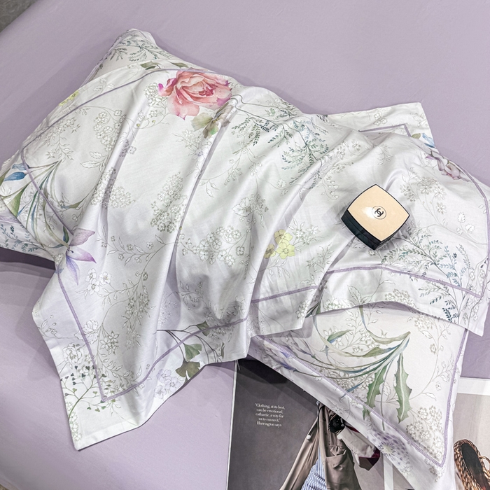 91家纺网 家纺一手货源 找家纺 红日子纺织品 2025新款50s全棉纯棉印花四件套 叶雨-绿