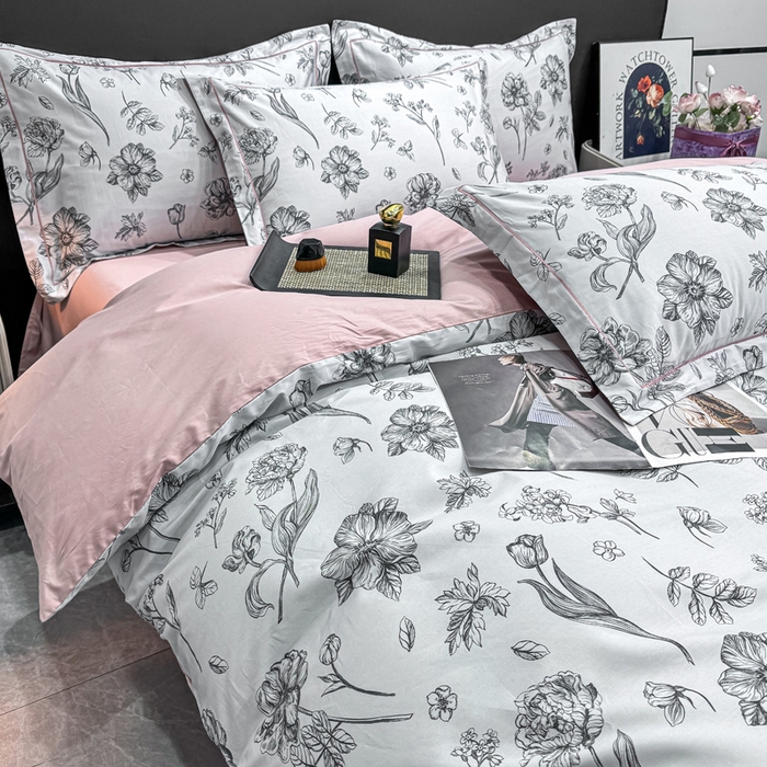 91家纺网 家纺一手货源 找家纺 红日子纺织品 2025新款50s全棉纯棉印花四件套 璎珞-绿