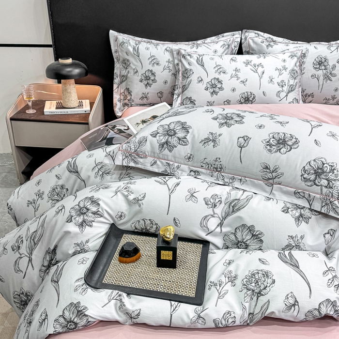 91家纺网 家纺一手货源 找家纺 红日子纺织品 2025新款50s全棉纯棉印花四件套 璎珞-绿