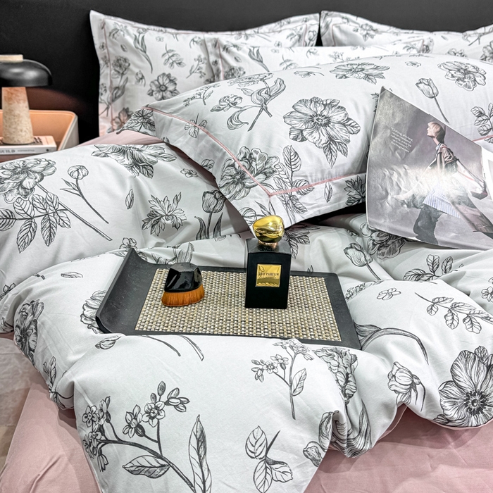 91家纺网 家纺一手货源 找家纺 红日子纺织品 2025新款50s全棉纯棉印花四件套 璎珞-绿