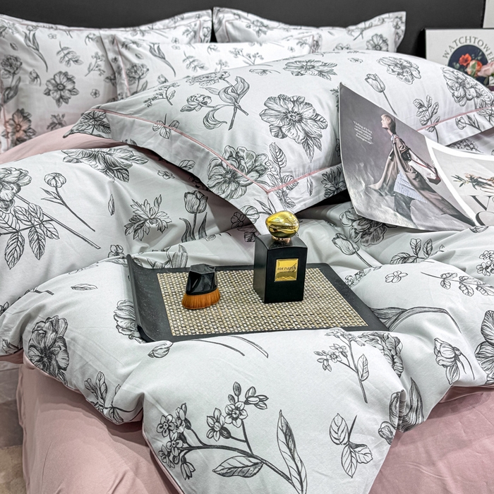 91家纺网 家纺一手货源 找家纺 红日子纺织品 2025新款50s全棉纯棉印花四件套 璎珞-绿