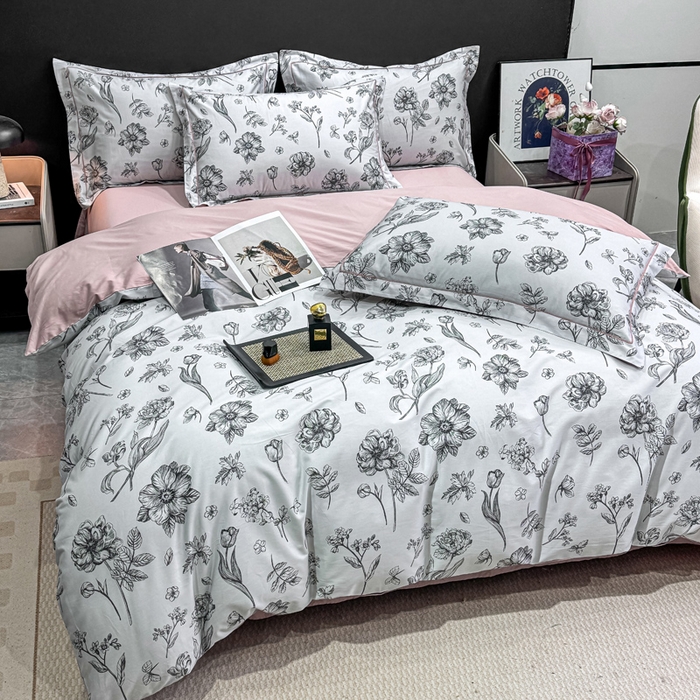 91家纺网 家纺一手货源 找家纺 红日子纺织品 2025新款50s全棉纯棉印花四件套 璎珞-绿