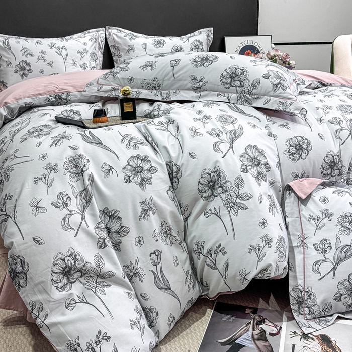 91家纺网 家纺一手货源 找家纺 红日子纺织品 2025新款50s全棉纯棉印花四件套 璎珞-绿