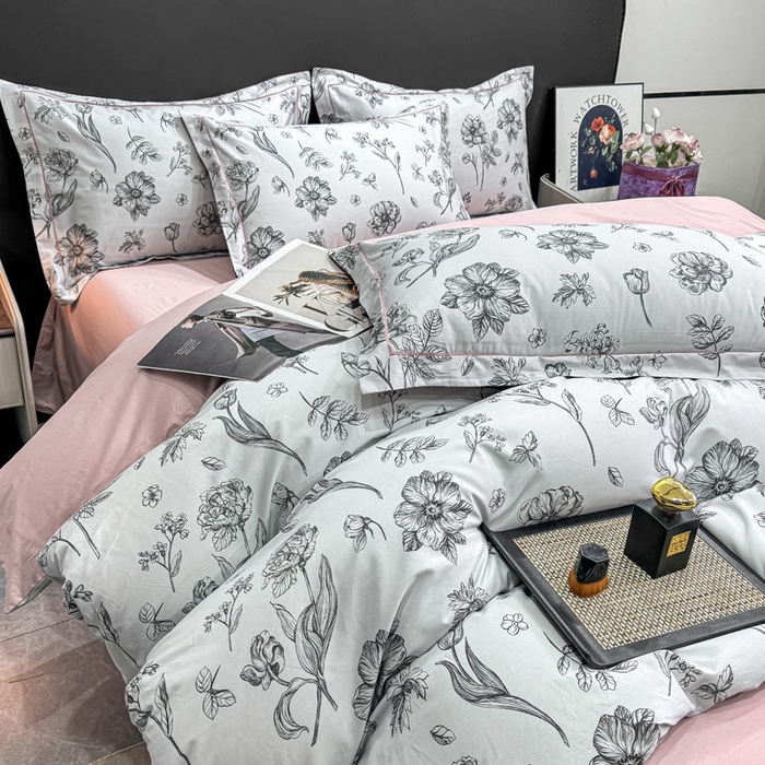 91家纺网 家纺一手货源 找家纺 红日子纺织品 2025新款50s全棉纯棉印花四件套 璎珞-绿