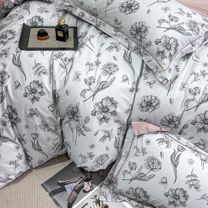 91家纺网 家纺一手货源 找家纺 红日子纺织品 2025新款50s全棉纯棉印花四件套 璎珞-绿