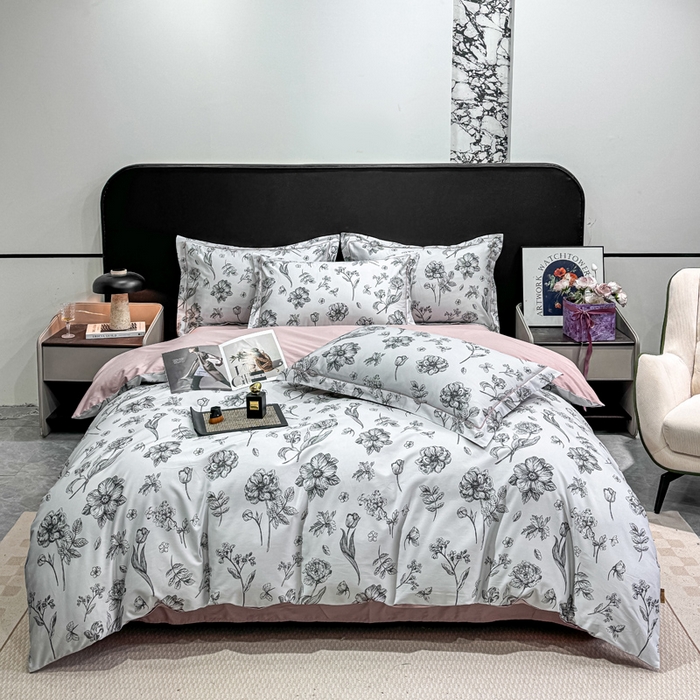 91家纺网 家纺一手货源 找家纺 红日子纺织品 2025新款50s全棉纯棉印花四件套 璎珞-绿