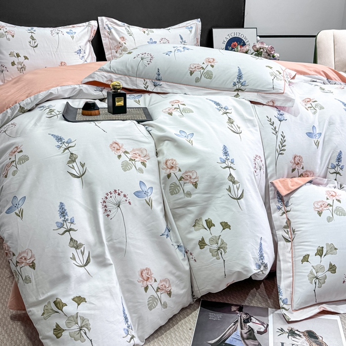 91家纺网 家纺一手货源 找家纺 红日子纺织品 2025新款50s全棉纯棉印花四件套 竹卿-灰