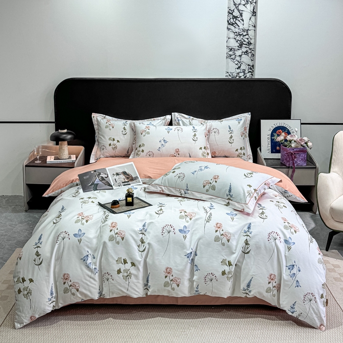 91家纺网 家纺一手货源 找家纺 红日子纺织品 2025新款50s全棉纯棉印花四件套 竹卿-灰