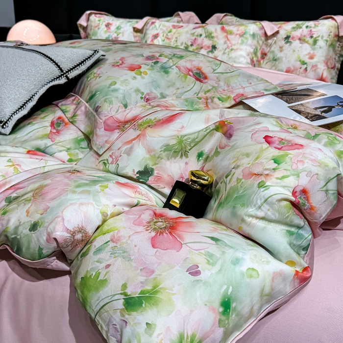 91家纺网 家纺一手货源 找家纺 红日子纺织品 2025新款亲肤舒适莱赛尔天丝四件套 若柠