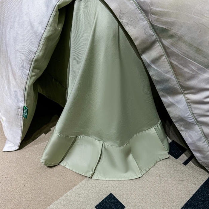 91家纺网 家纺一手货源 找家纺 红日子纺织品 2025新款亲肤舒适莱赛尔天丝四件套 江南烟雨-灰