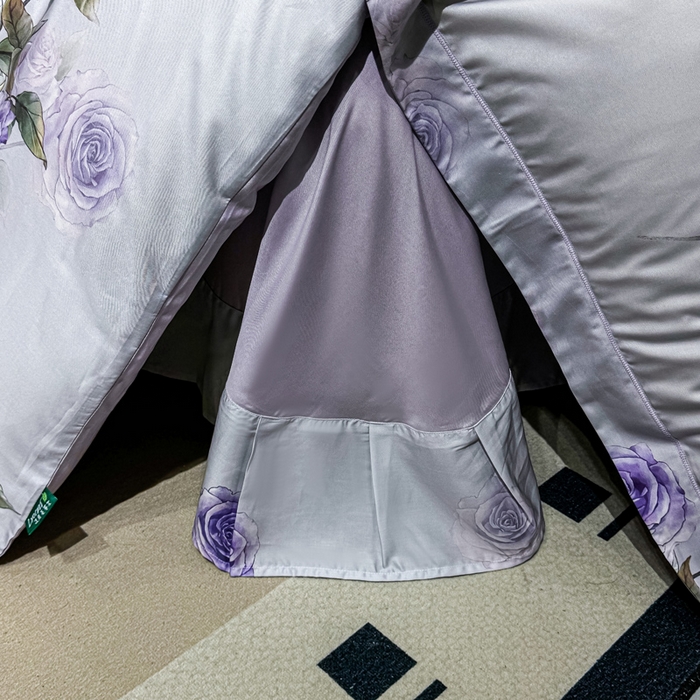 91家纺网 家纺一手货源 找家纺 红日子纺织品 2025新款亲肤舒适莱赛尔天丝四件套 玫瑰故事-兰