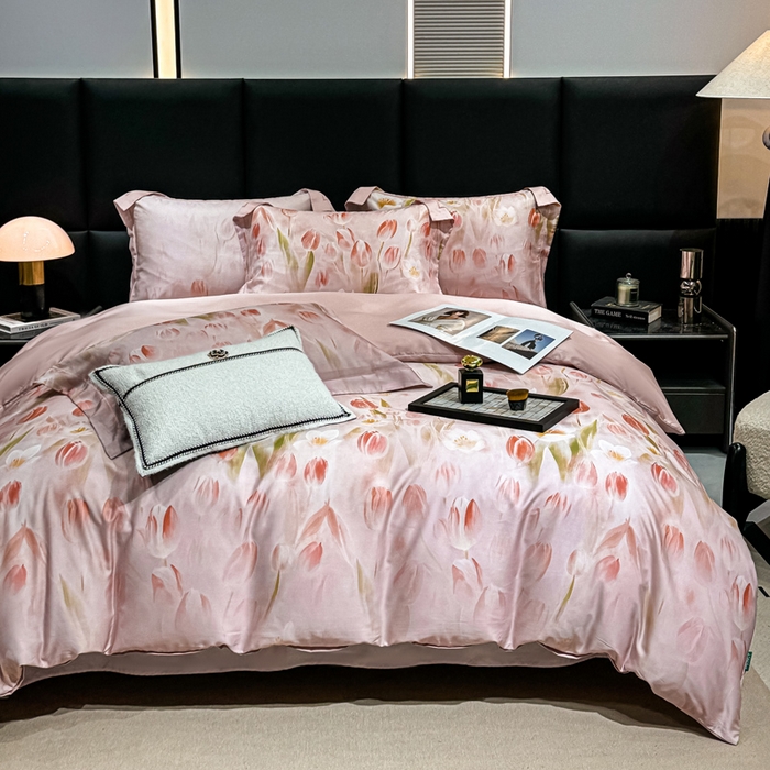 91家纺网 家纺一手货源 找家纺 红日子纺织品 2025新款亲肤舒适莱赛尔天丝四件套 秘密花园