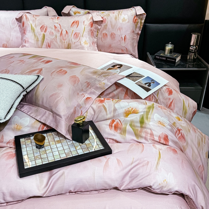 91家纺网 家纺一手货源 找家纺 红日子纺织品 2025新款亲肤舒适莱赛尔天丝四件套 秘密花园