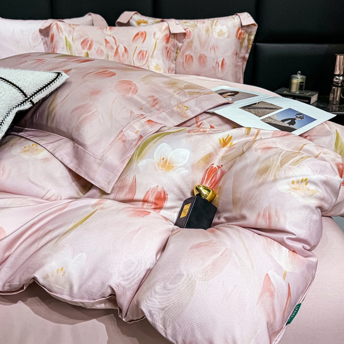 91家纺网 家纺一手货源 找家纺 红日子纺织品 2025新款亲肤舒适莱赛尔天丝四件套 秘密花园