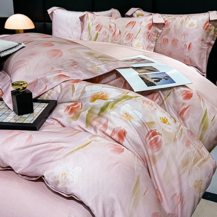 91家纺网 家纺一手货源 找家纺 红日子纺织品 2025新款亲肤舒适莱赛尔天丝四件套 秘密花园