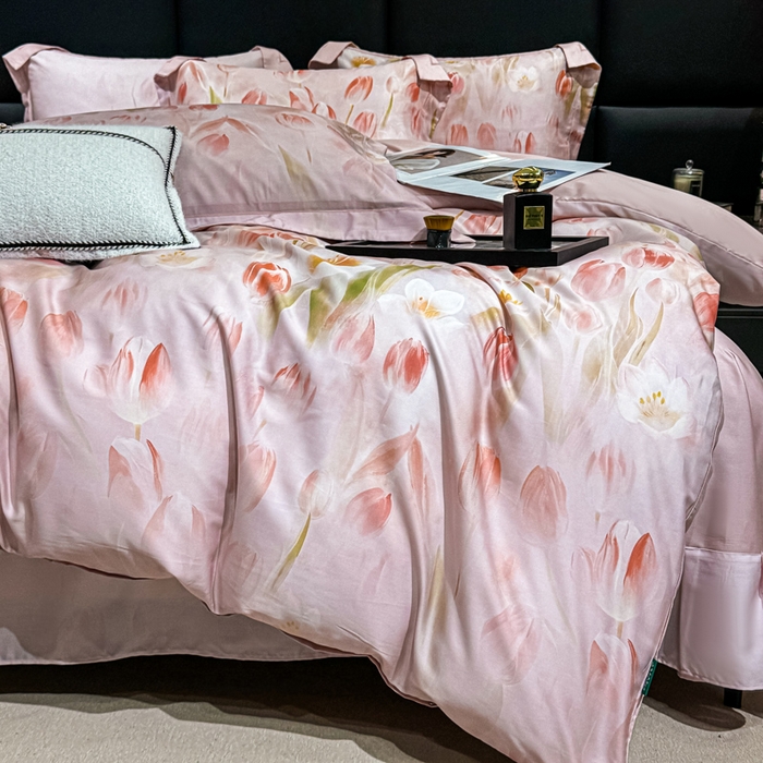 91家纺网 家纺一手货源 找家纺 红日子纺织品 2025新款亲肤舒适莱赛尔天丝四件套 秘密花园