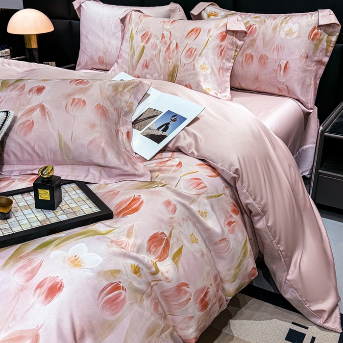 91家纺网 家纺一手货源 找家纺 红日子纺织品 2025新款亲肤舒适莱赛尔天丝四件套 秘密花园